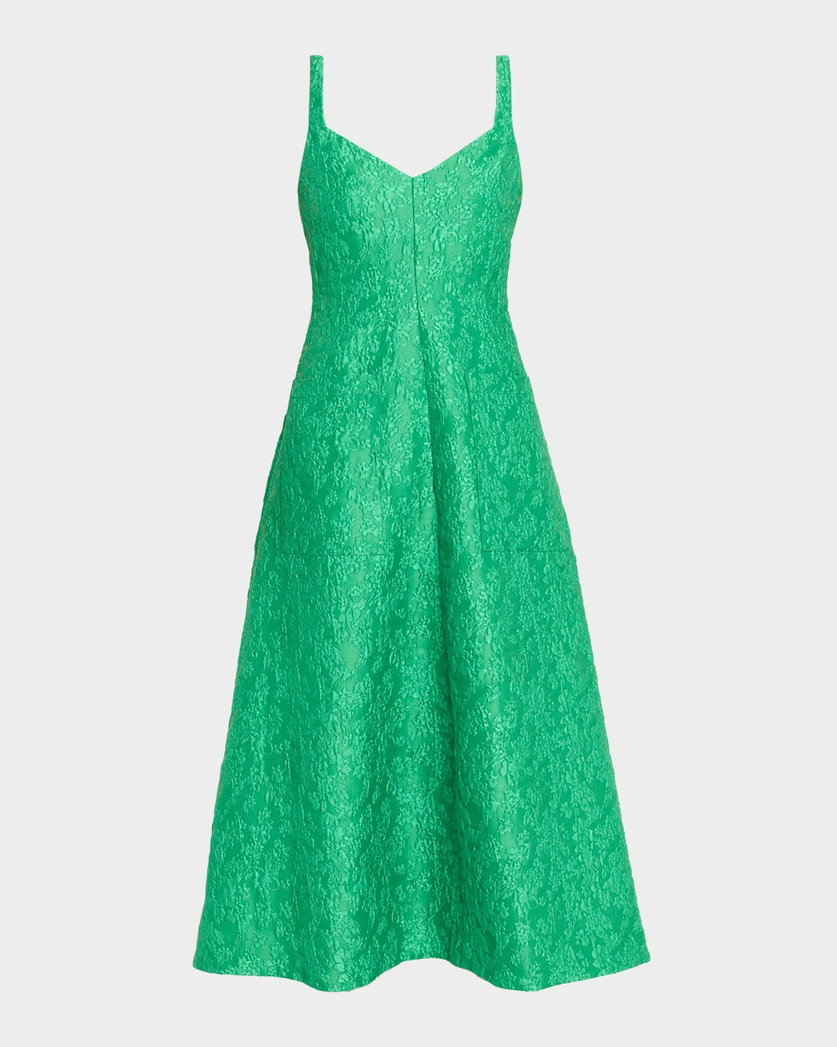 Rosie Assoulin Pocktail Wildflower Cloque Sleeveless Midi Dress In Green
