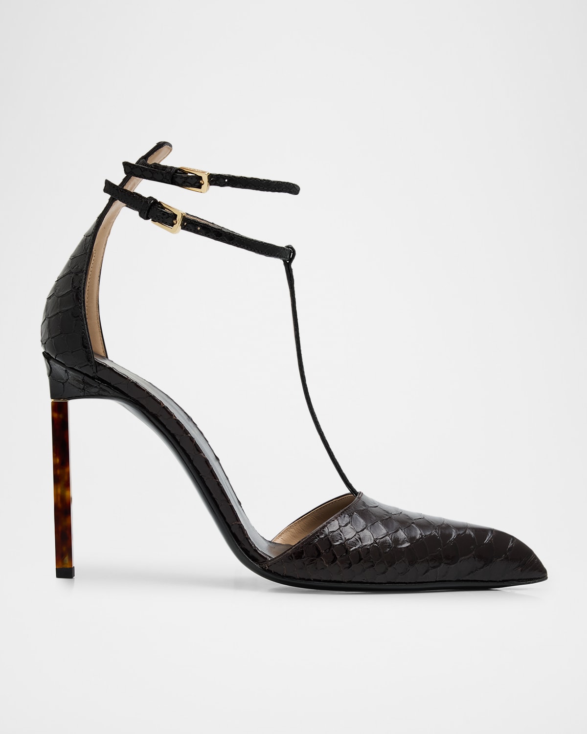 Tom Ford Python-effect Stiletto T-strap Pumps In Multi