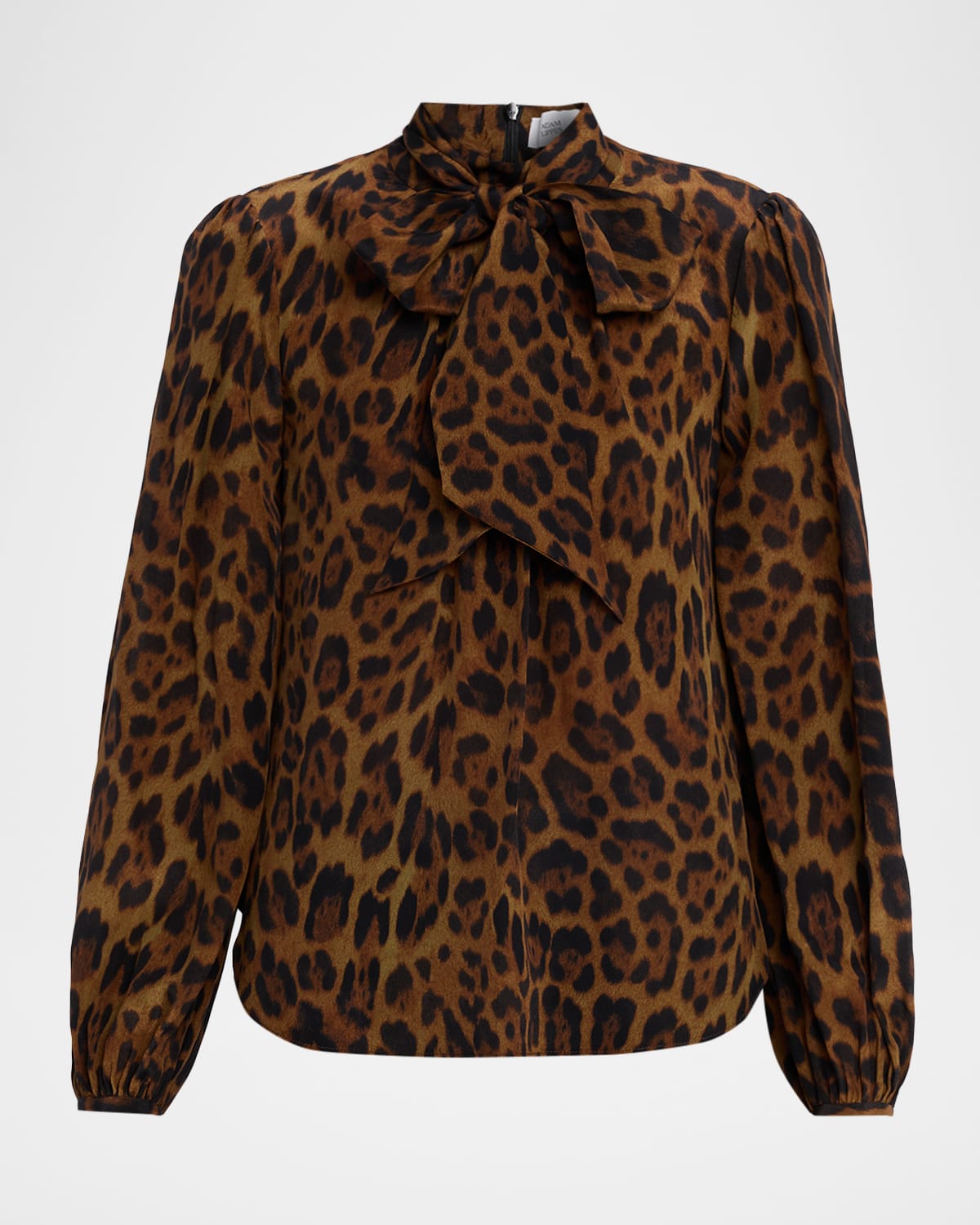 Adam Lippes Joan Leopard-print Silk Scarf-neck Blouse In Brown