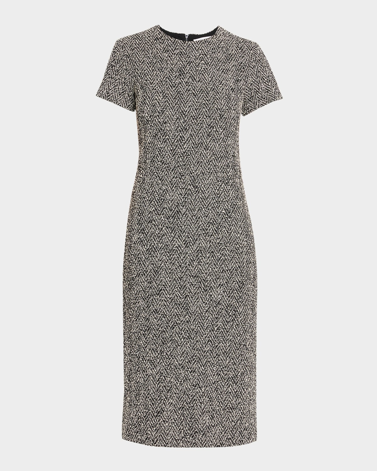 Max Mara Giugno Short-Sleeve Herringbone Boucle Dress