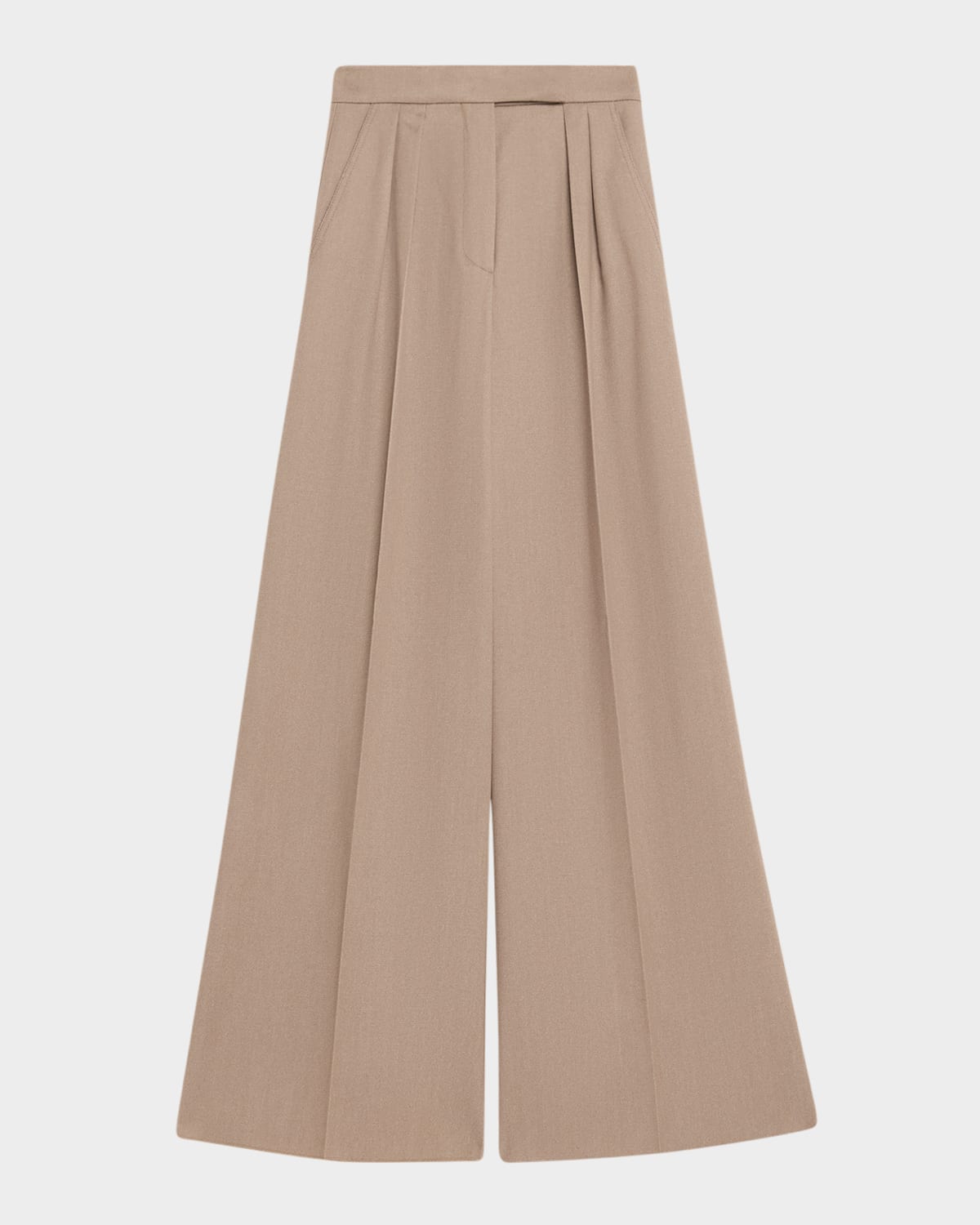 Max Mara Baden Pleated Wide-leg Wool Pants In Brown