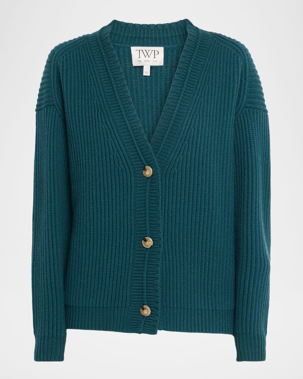 Twp Ribbed Cashmere Cardigan In Green