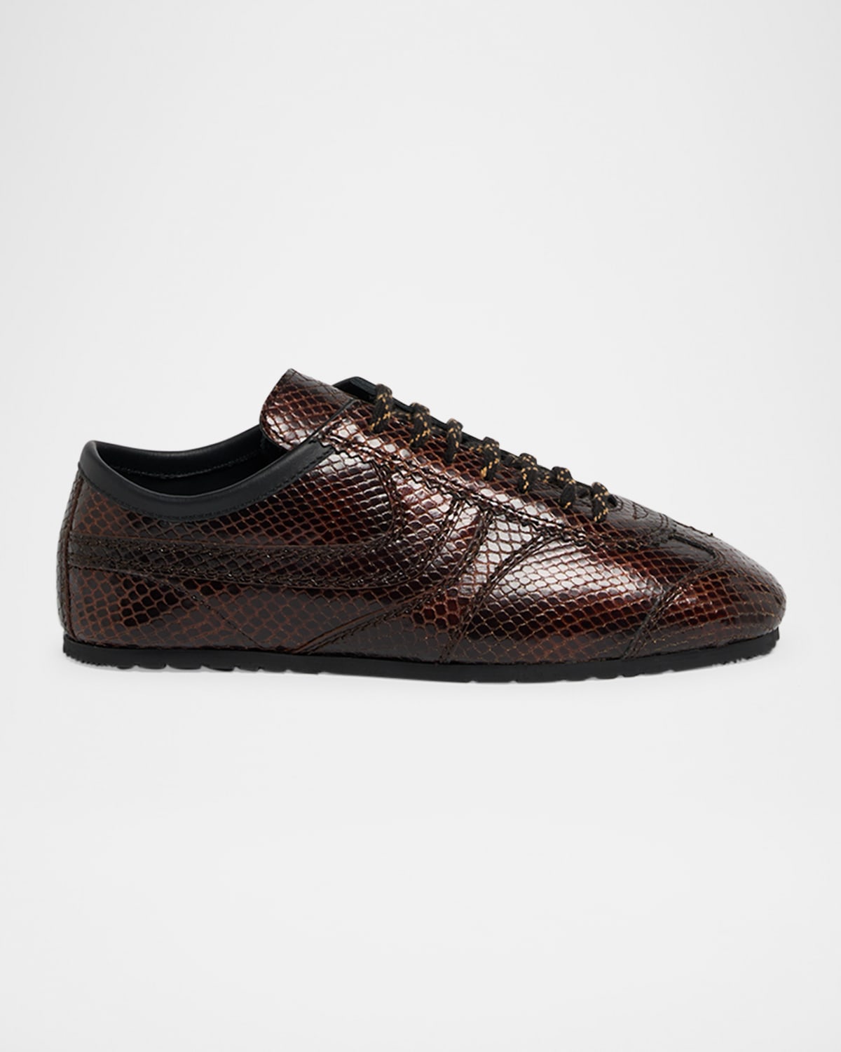 Dries Van Noten Dustin Snake-embossed Leather Retro Sneakers In Brown