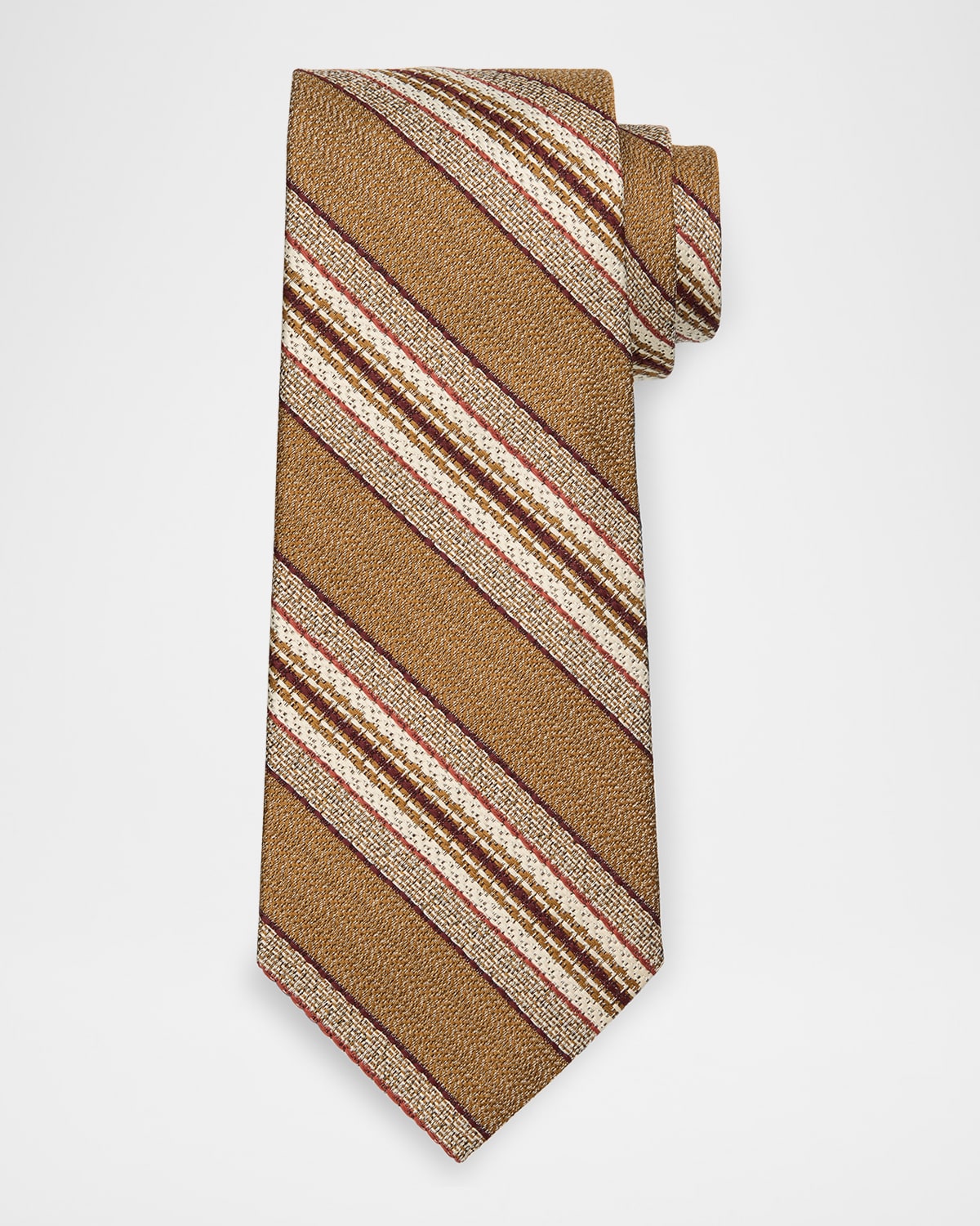 Loro Piana Men's Yale Andino Stripe Silk Tie In Brown