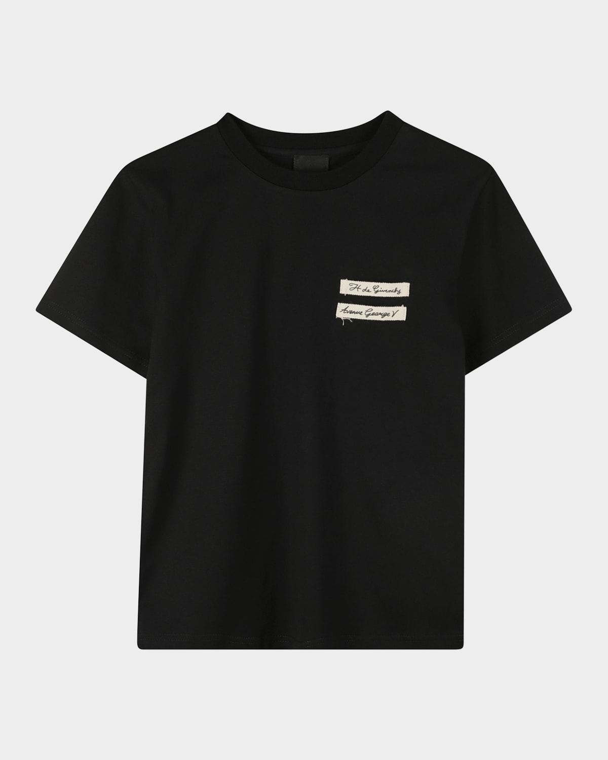 Givenchy Boy's Short-sleeve Embroidered Label T-shirt In Black