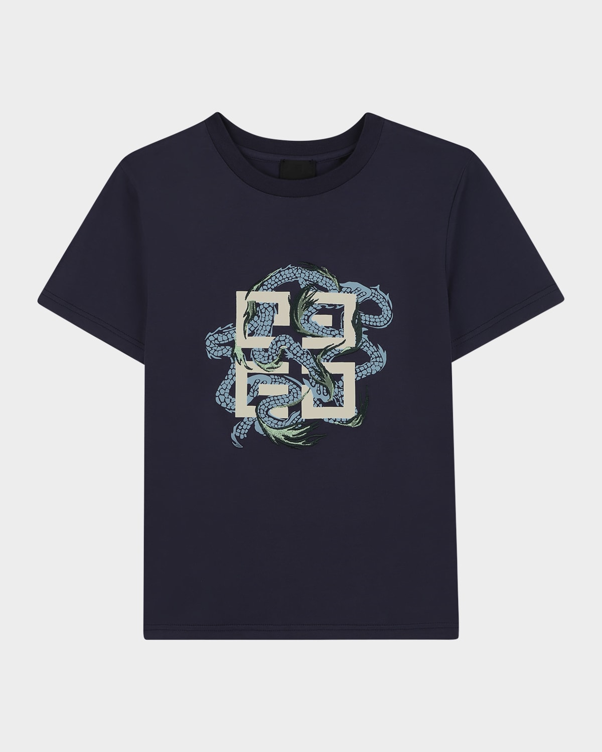Givenchy Boy's Short-sleeve 4g Dragon T-shirt In Blue