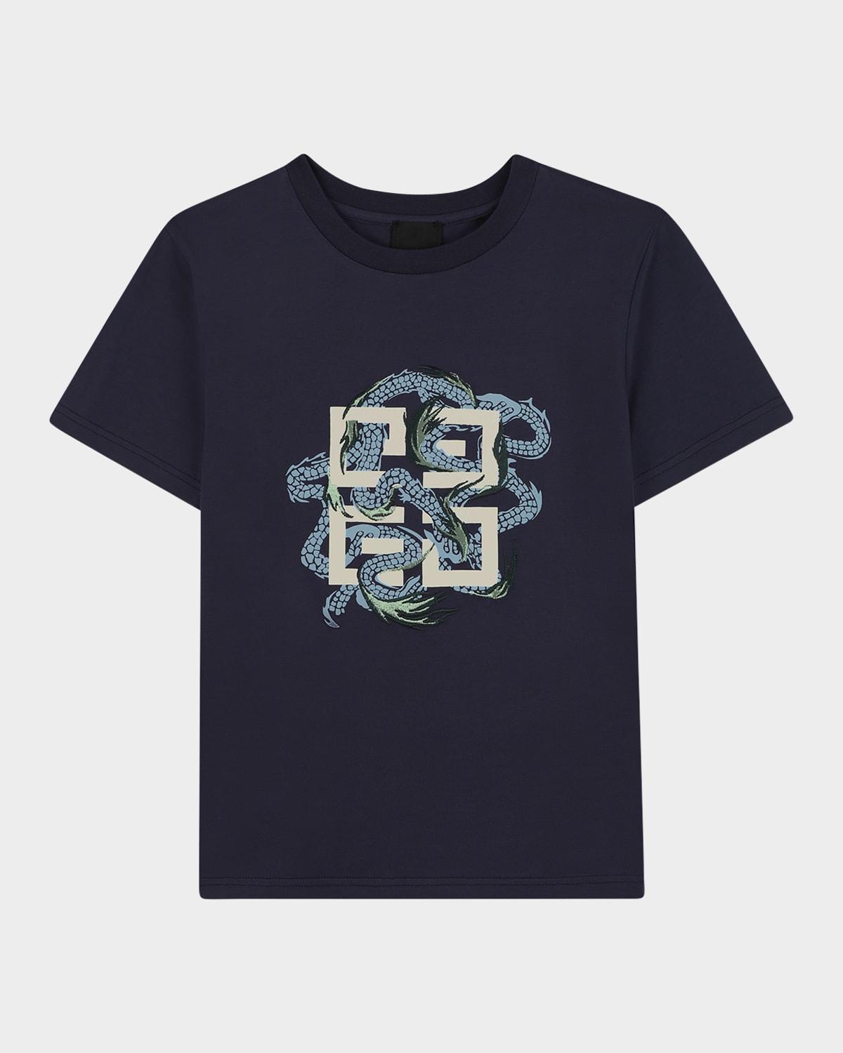 Givenchy Boy's Short-sleeve 4g Dragon T-shirt In Blue