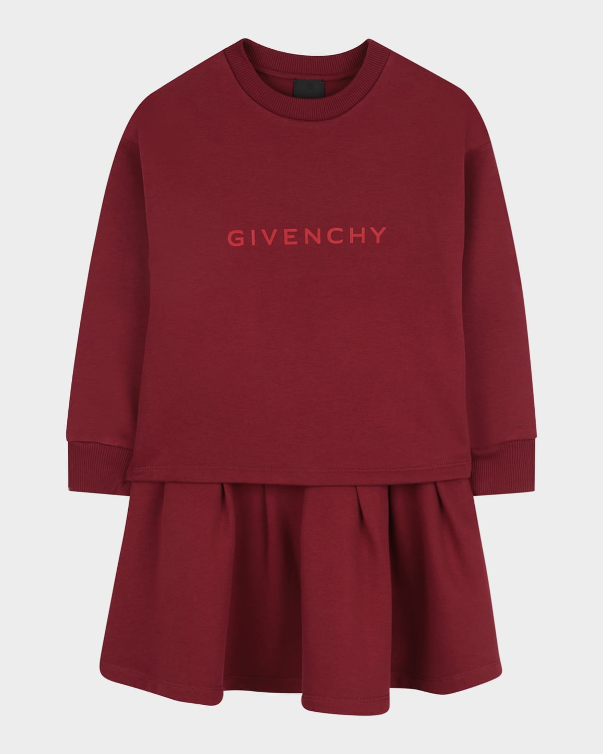Givenchy Girl's Fleece Dress With Signature Logo Print In Burgundy