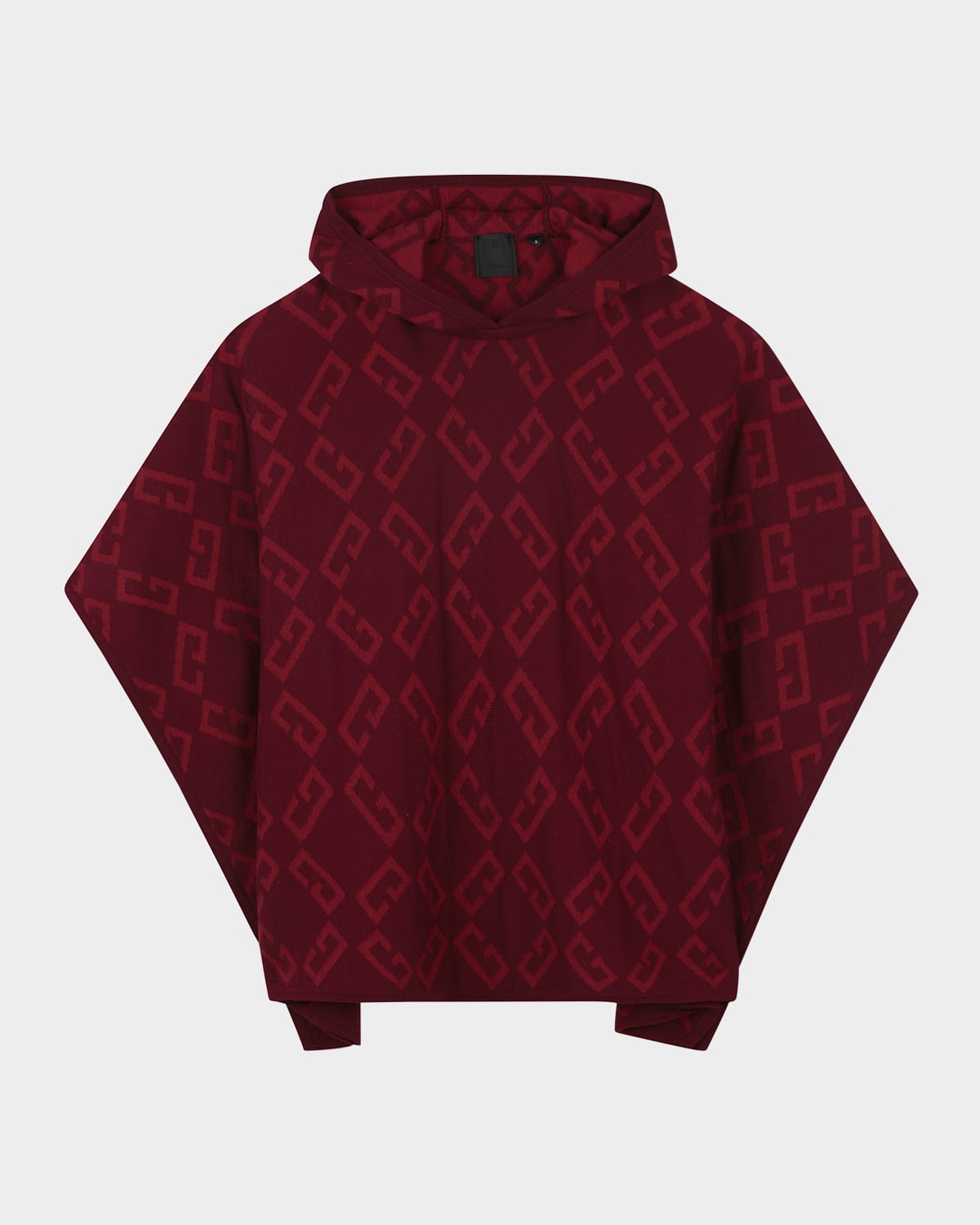 Givenchy Girl's 4g Intarsia-knit Hooded Sweater Cape In Burgundy