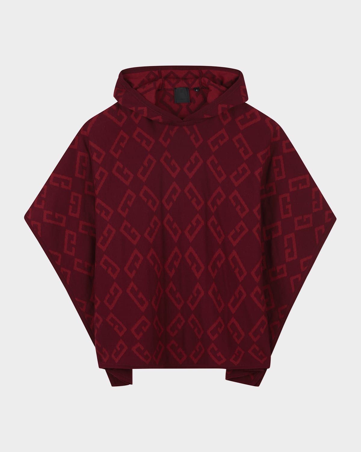 Givenchy Girl's 4g Intarsia-knit Hooded Sweater Cape In Red