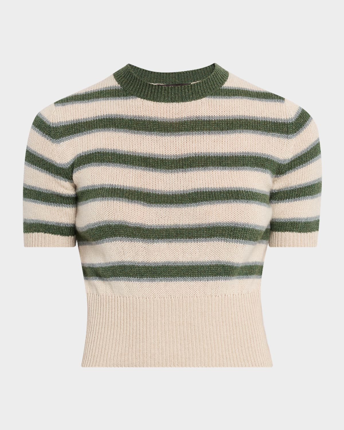 Loro Piana Fobello Cashmere Striped Crewneck Sweater In Animal Print