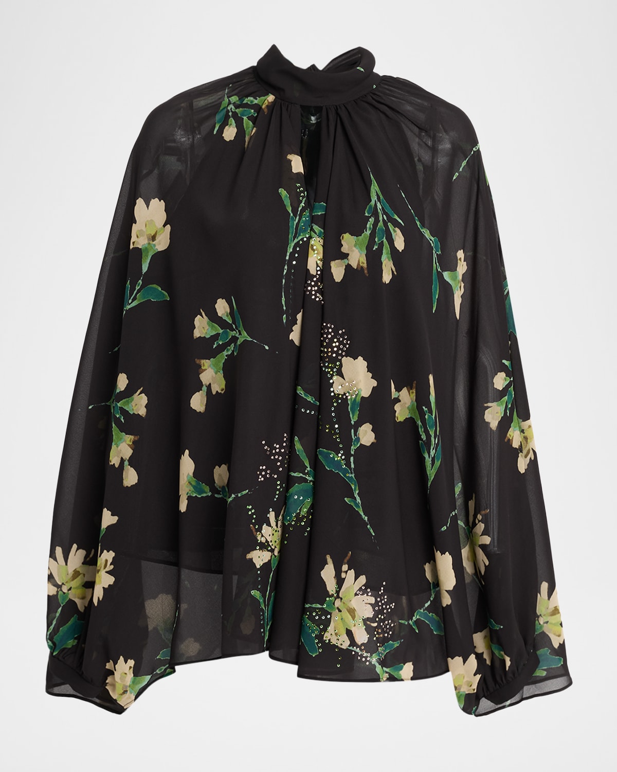 Ungaro Alana Embellished Floral-print Blouse In Black