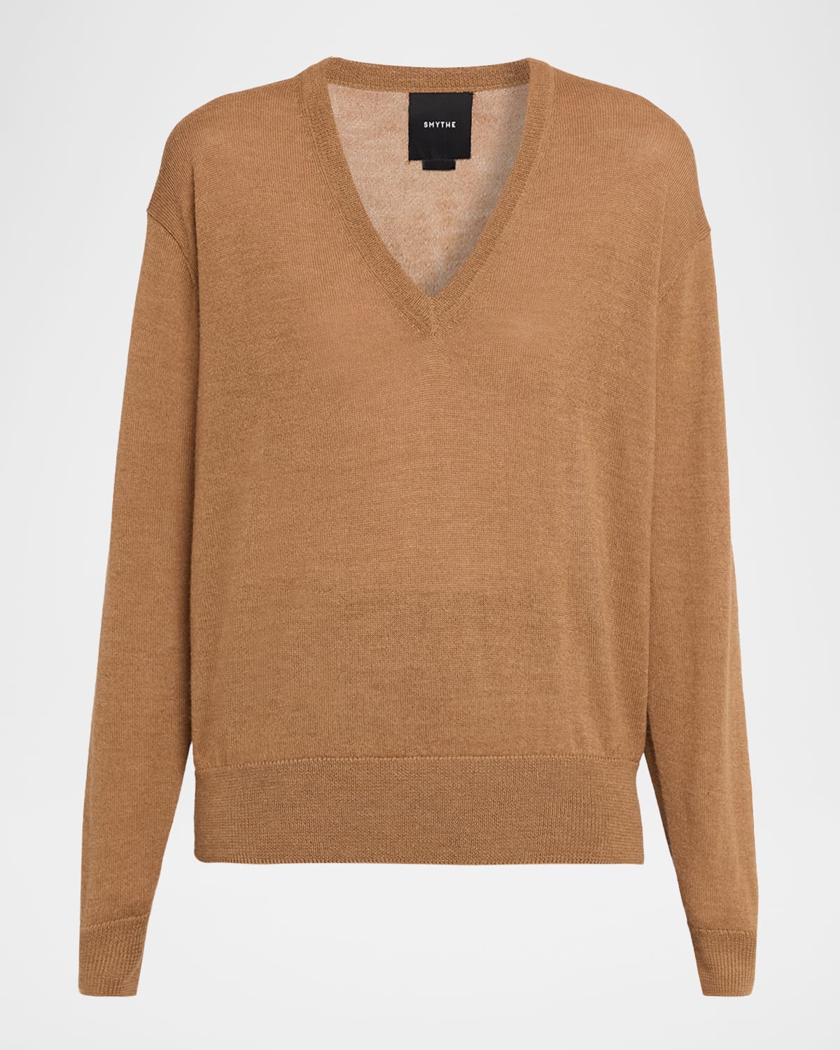 Smythe Boyfriend V-neck Wool Sweater In Brown