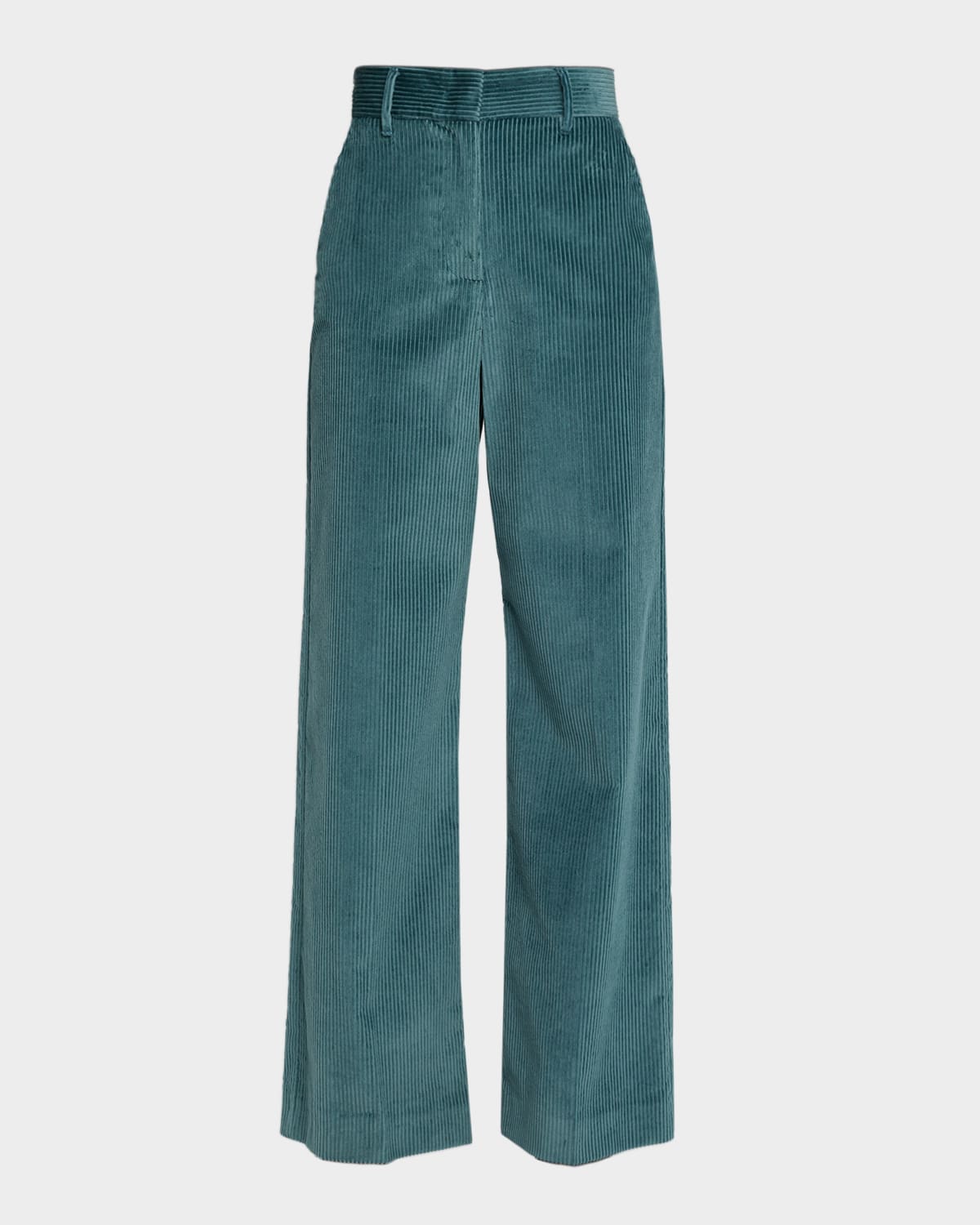 Weekend Max Mara Tania Wide-leg Corduroy Trousers In Green