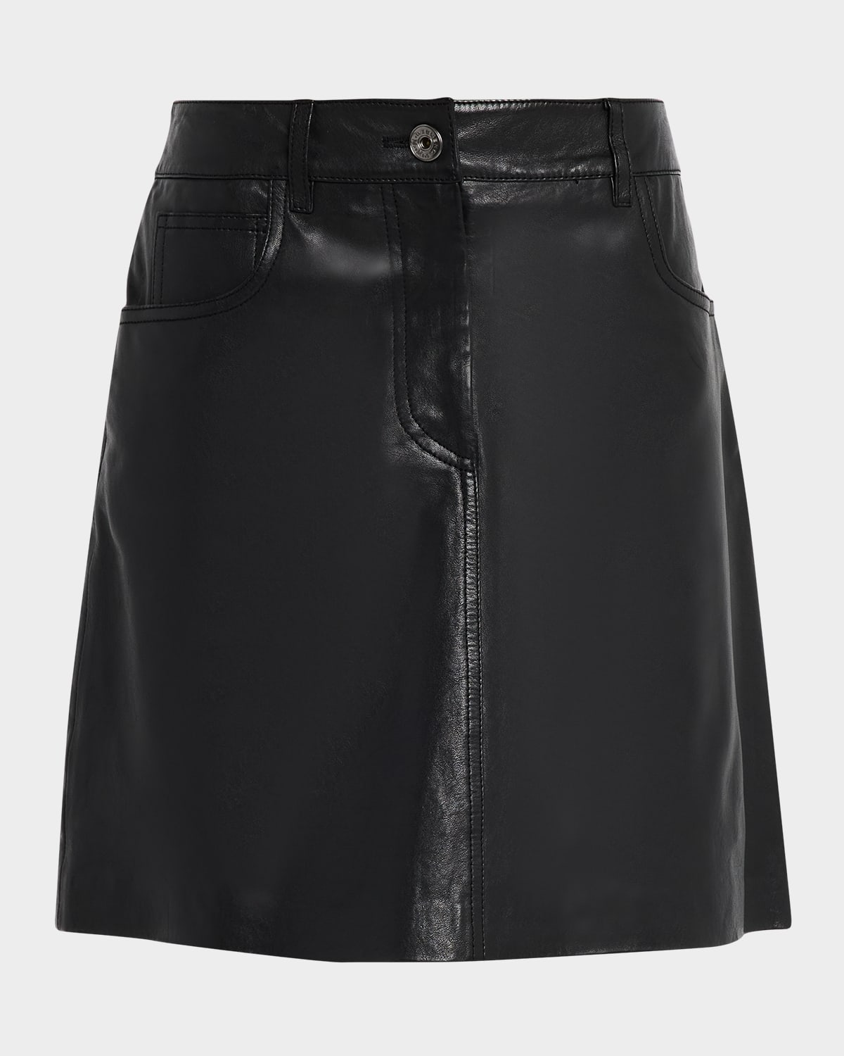 Weekend Max Mara Hull A-line Leather Mini Skirt In Black