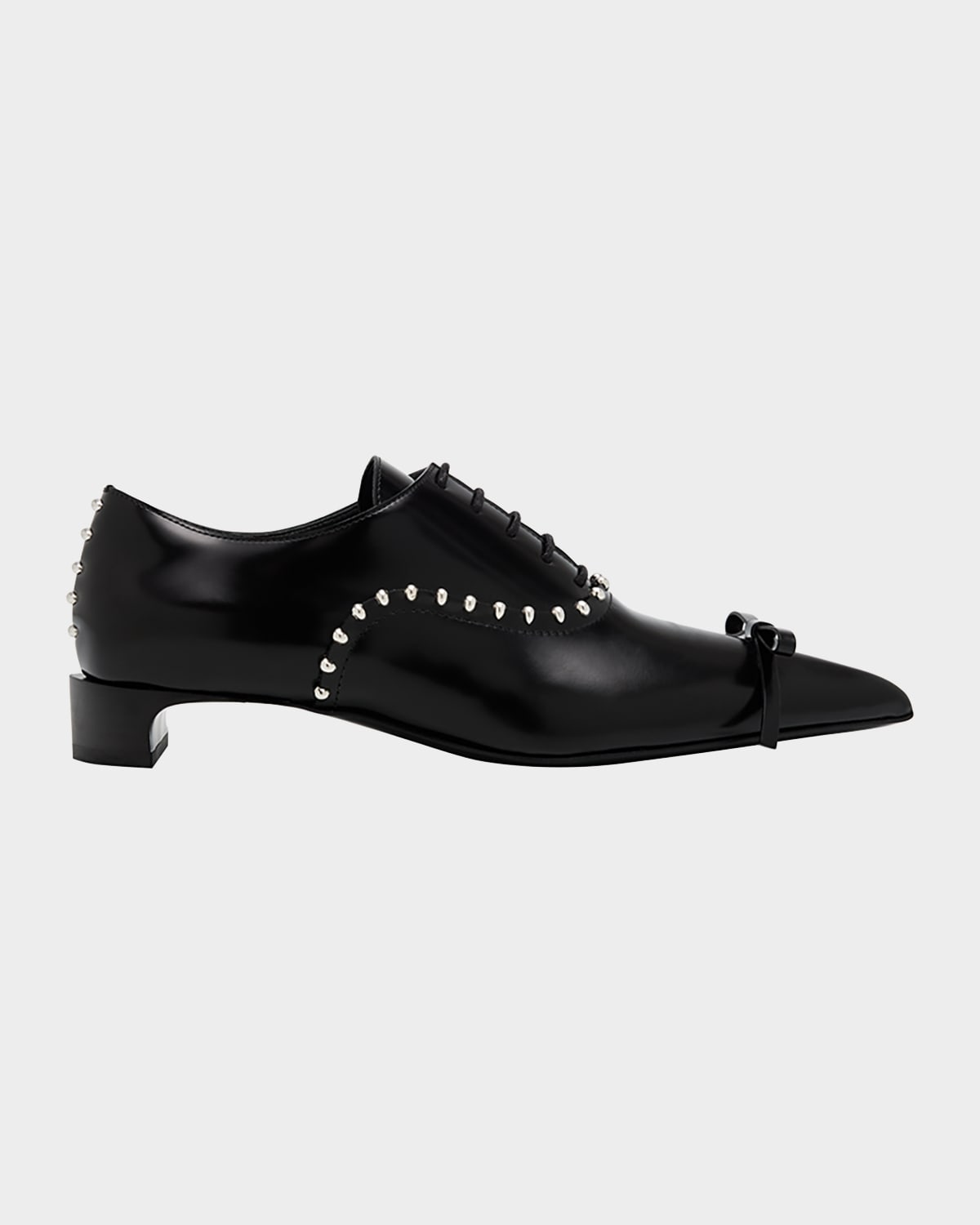 Jil Sander Studded Lace-up Leather Oxford Pumps In Black