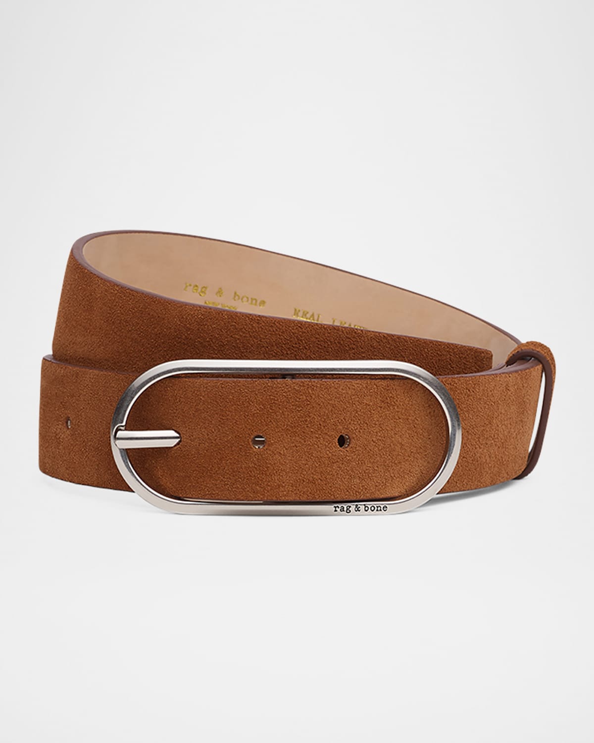 Rag & Bone Rounded Rebound Suede Belt In Brown