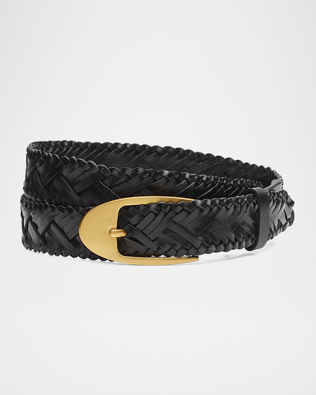Rag & Bone Gemma Woven Leather Belt In Black