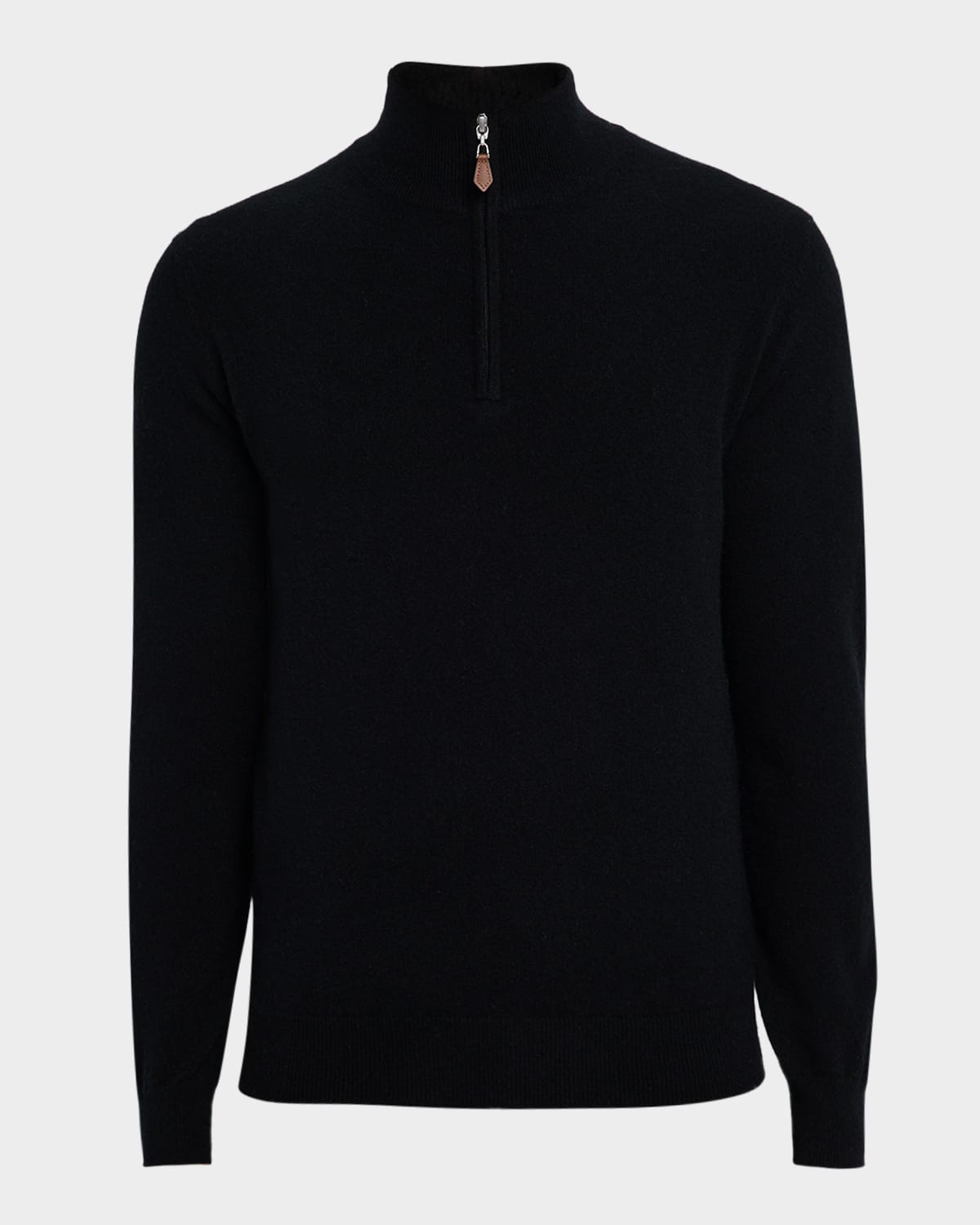 Neiman Marcus Men's Cashmere Quarter-zip Sweater In Black