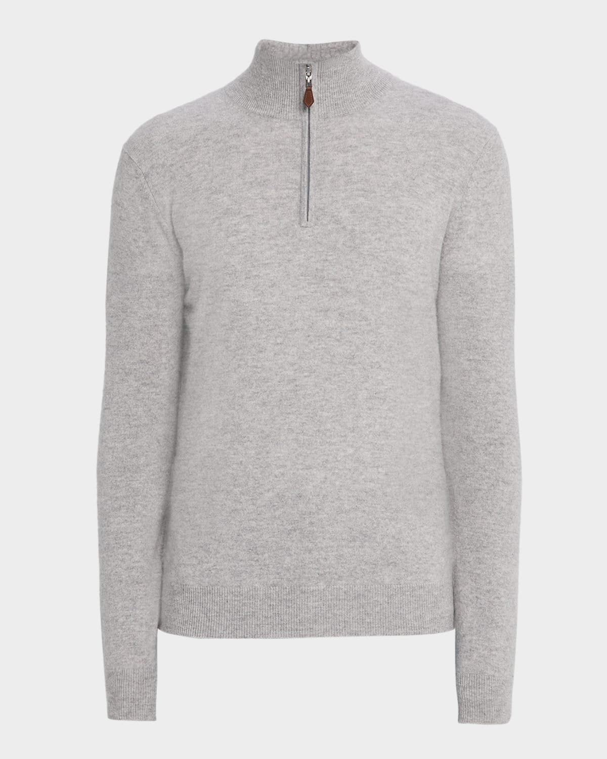 Neiman Marcus Men's Cashmere Quarter-zip Sweater In Gray