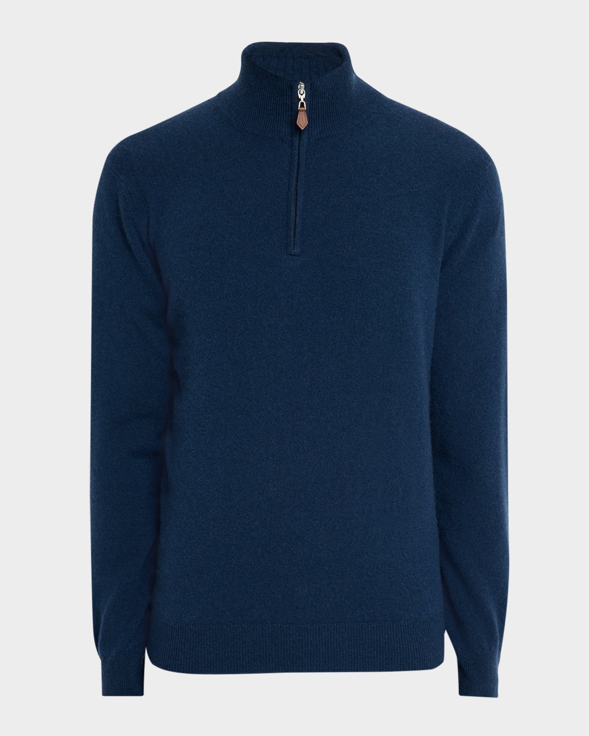 Neiman Marcus Men's Cashmere Quarter-zip Sweater In Blue
