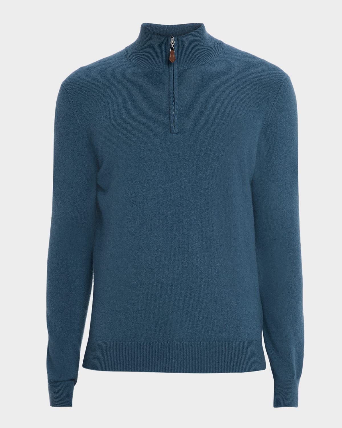 Neiman Marcus Men's Cashmere Quarter-zip Sweater In Blue