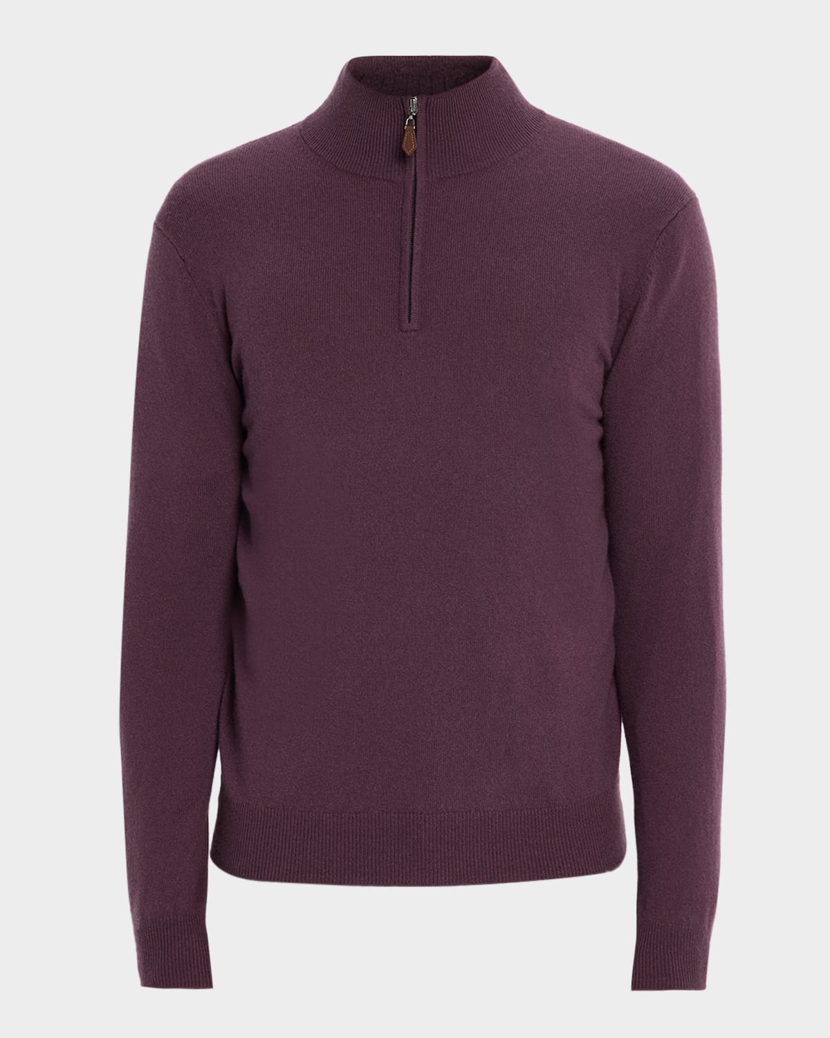 Neiman Marcus Men's Cashmere Quarter-zip Sweater In Burgundy