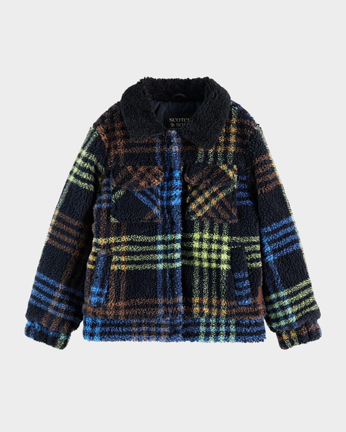 Scotch & Soda Kids' Boy's Plaid Teddy Trucker Jacket