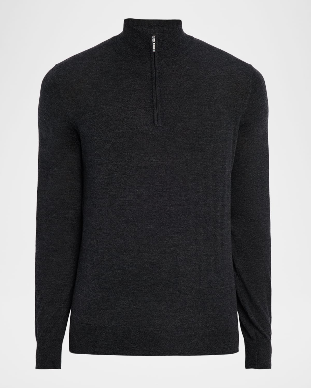 Neiman Marcus Men's Cashmere And Silk Quarter-zip Sweater In Gray