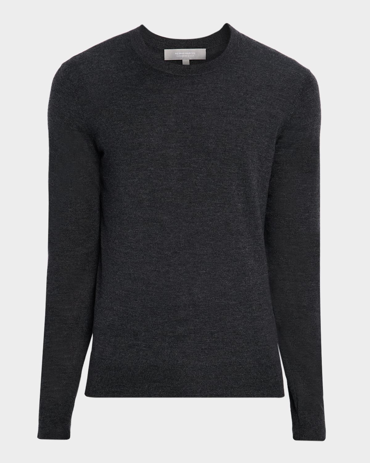 Neiman Marcus Men's Cashmere And Silk Slim Crewneck Sweater In Gray