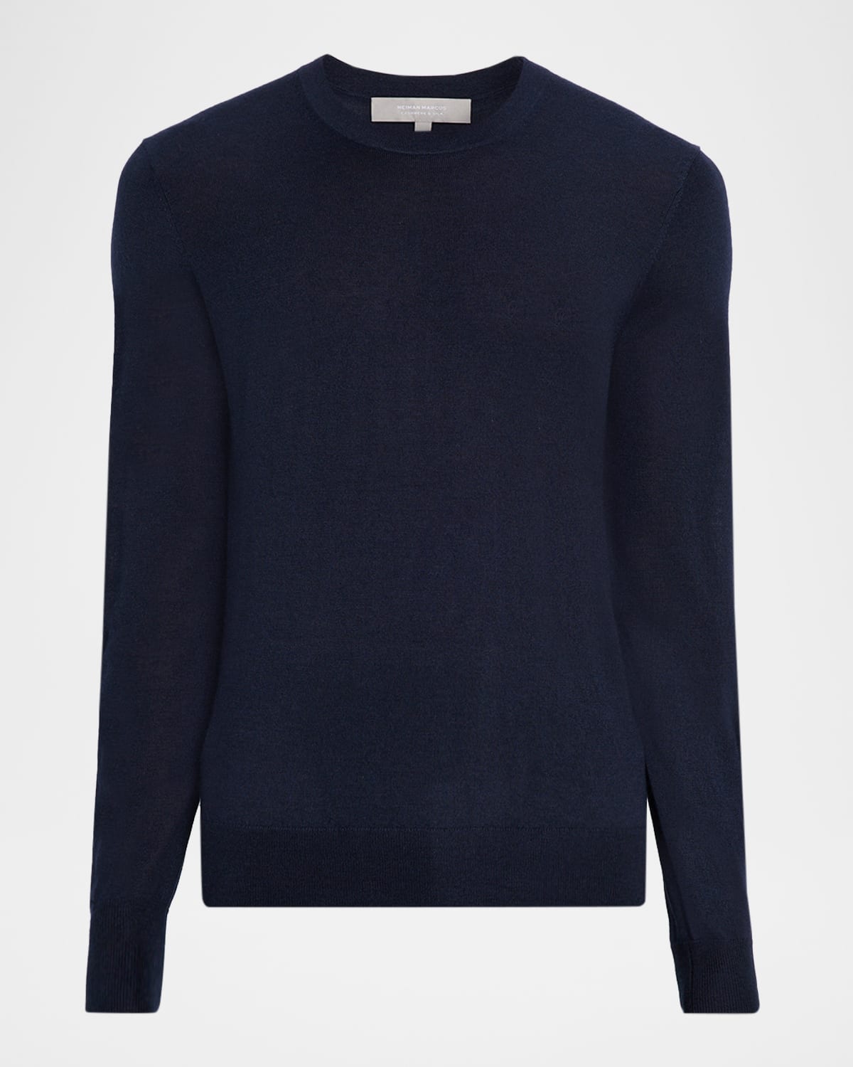 Neiman Marcus Men's Cashmere And Silk Slim Crewneck Sweater In Blue