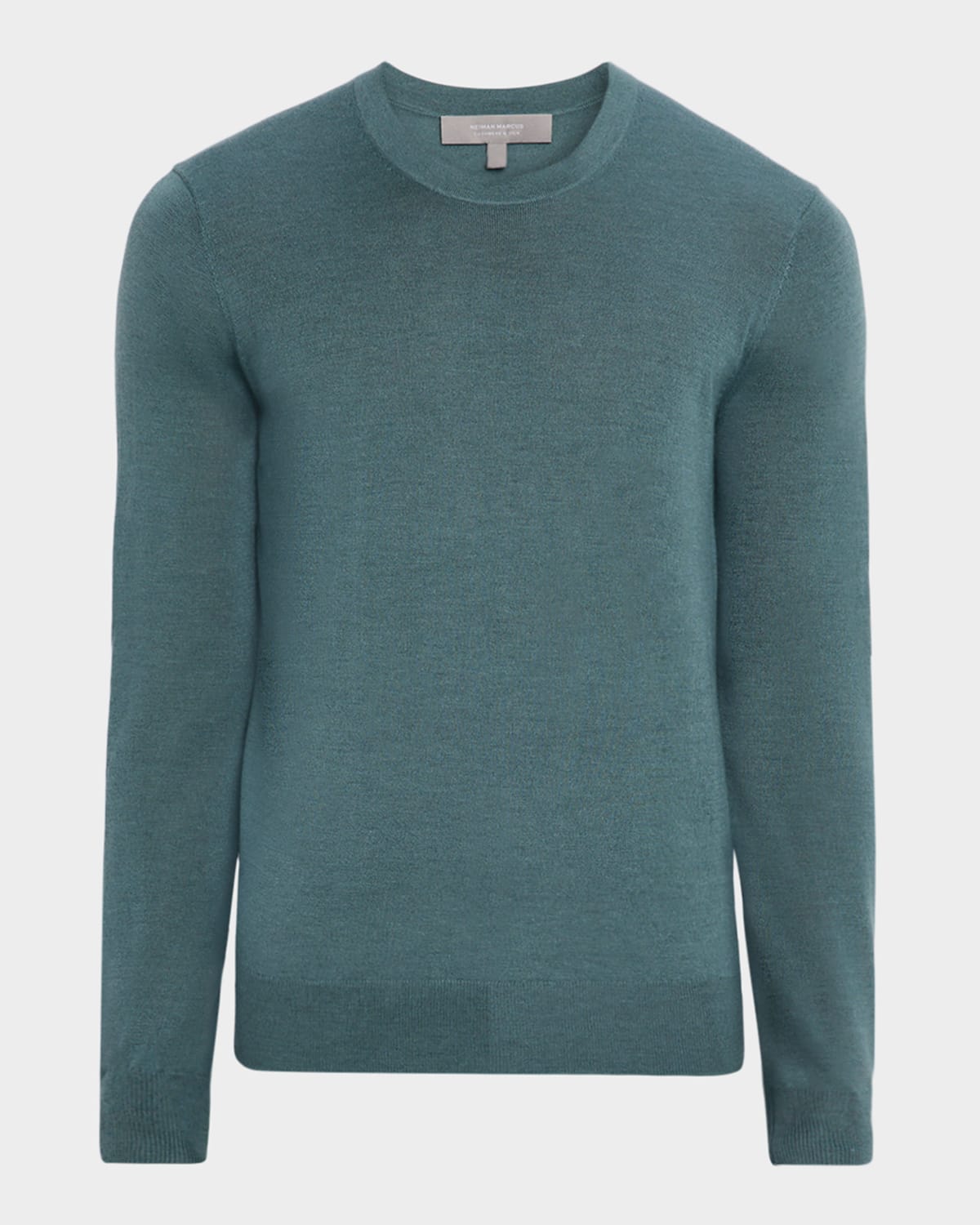 Neiman Marcus Men's Cashmere And Silk Slim Crewneck Sweater In Blue