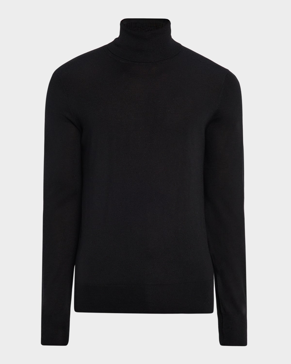 Neiman Marcus Men's Cashmere And Silk Turtleneck Sweater In Black
