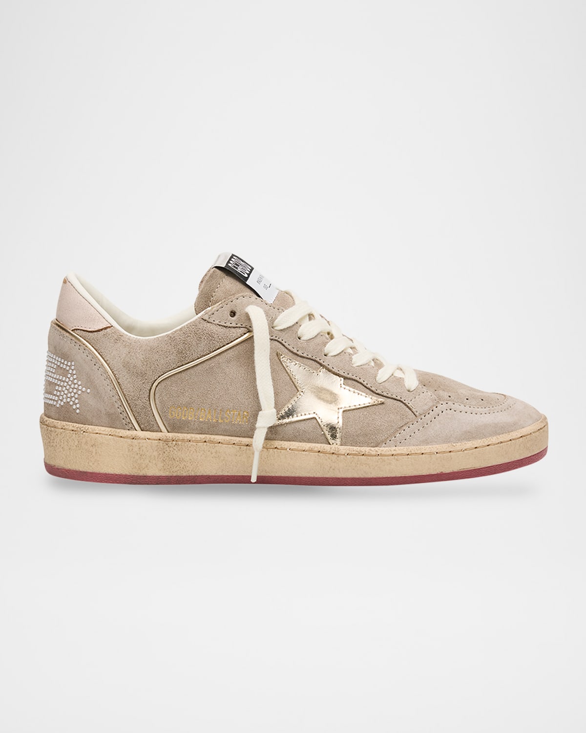 Golden Goose Ball Star Mixed Leather Low-top Sneakers With Bead Lettering
