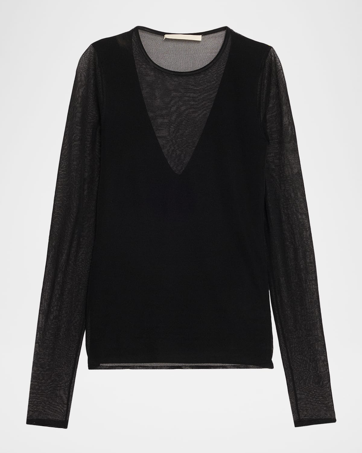 Jason Wu Collection V-neck Long-sleeve Sheer Knit Top In Black