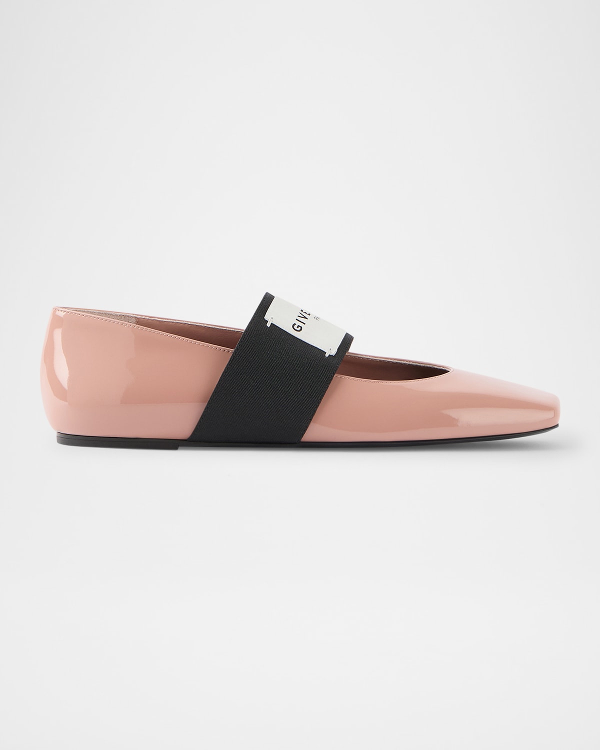 Givenchy Sliced Square Label Patent Leather Ballerina Flats In Pink