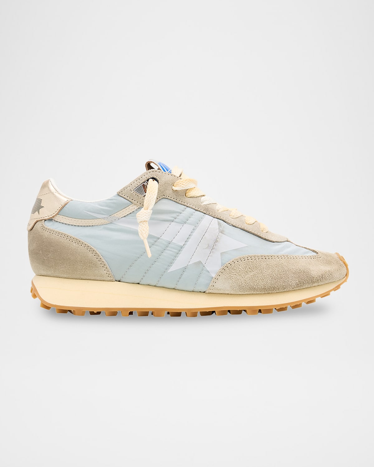Golden Goose Womens Marathon With Light Blue Nylon Upper And Pastel Blue Star In Multi
