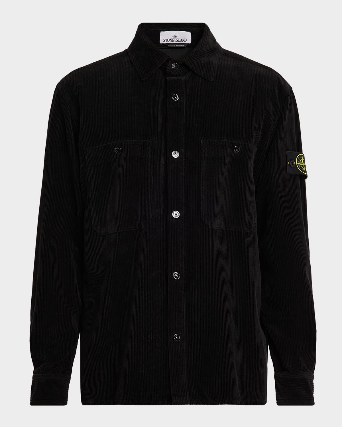 Stone Island Men's Corduroy Long Sleeve Overshirt In Black