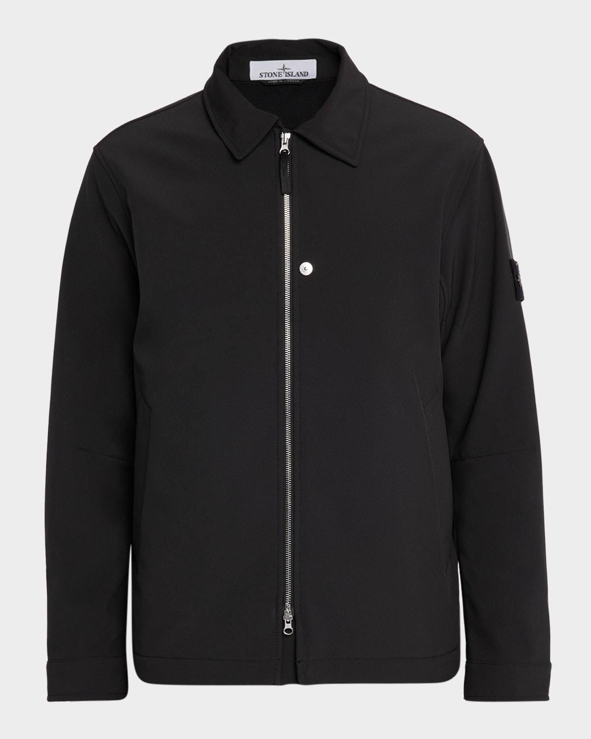 Stone Island Mens Black Soft-shell Pointed-collar Jacket In Black