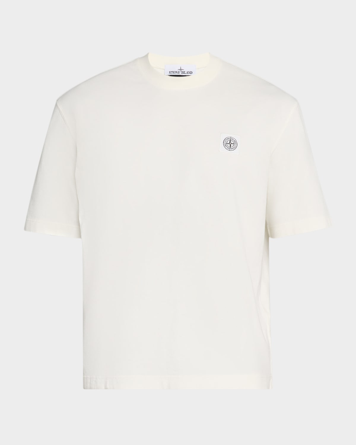 Stone Island Embroidered Cotton Jersey T-shirt In White