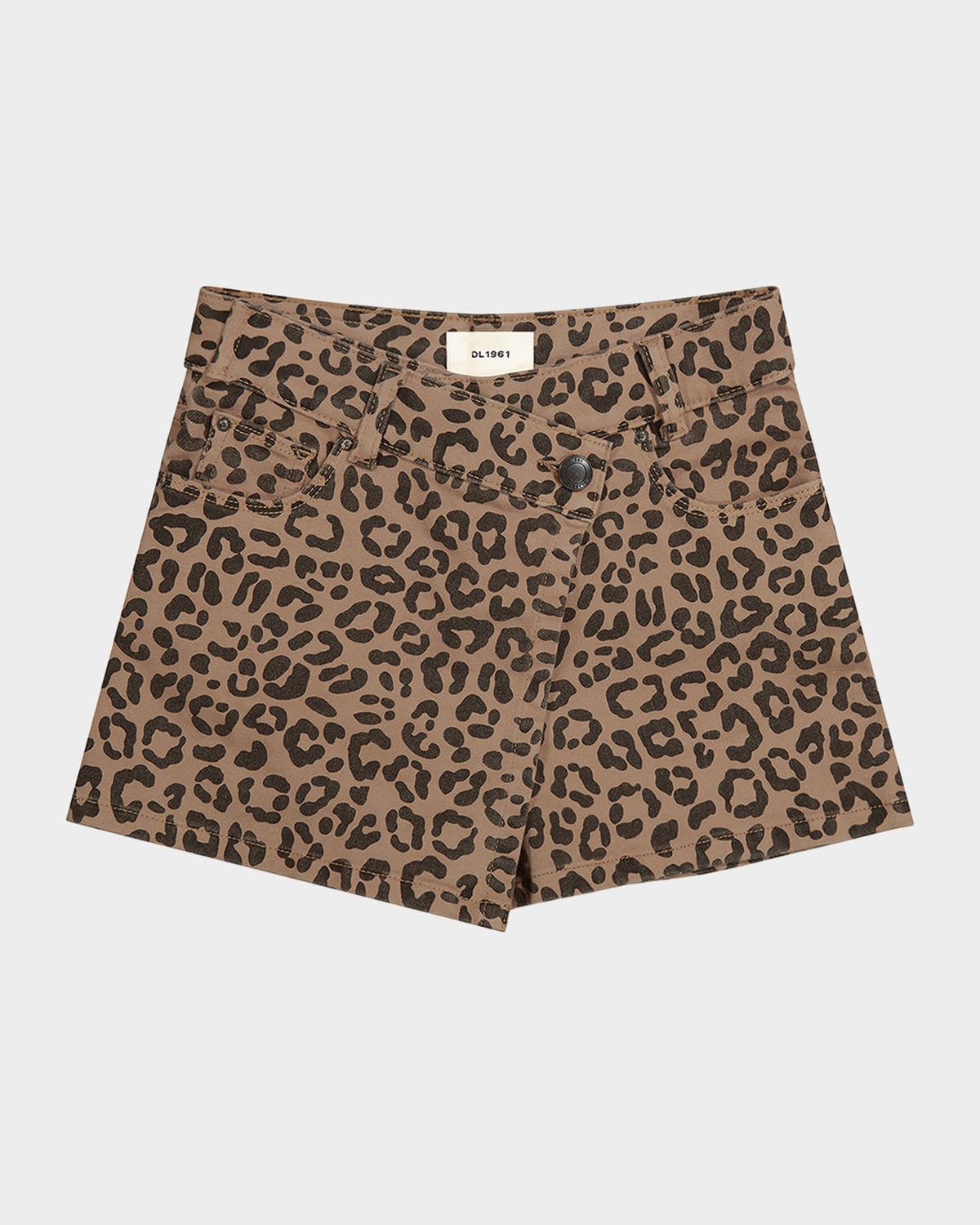 Dl1961 Girl's Lola Leopard-print Mini Skort In Brown