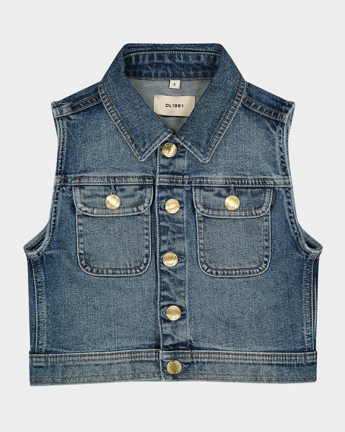 Dl1961 Girl's Manning Denim Vest In Blue