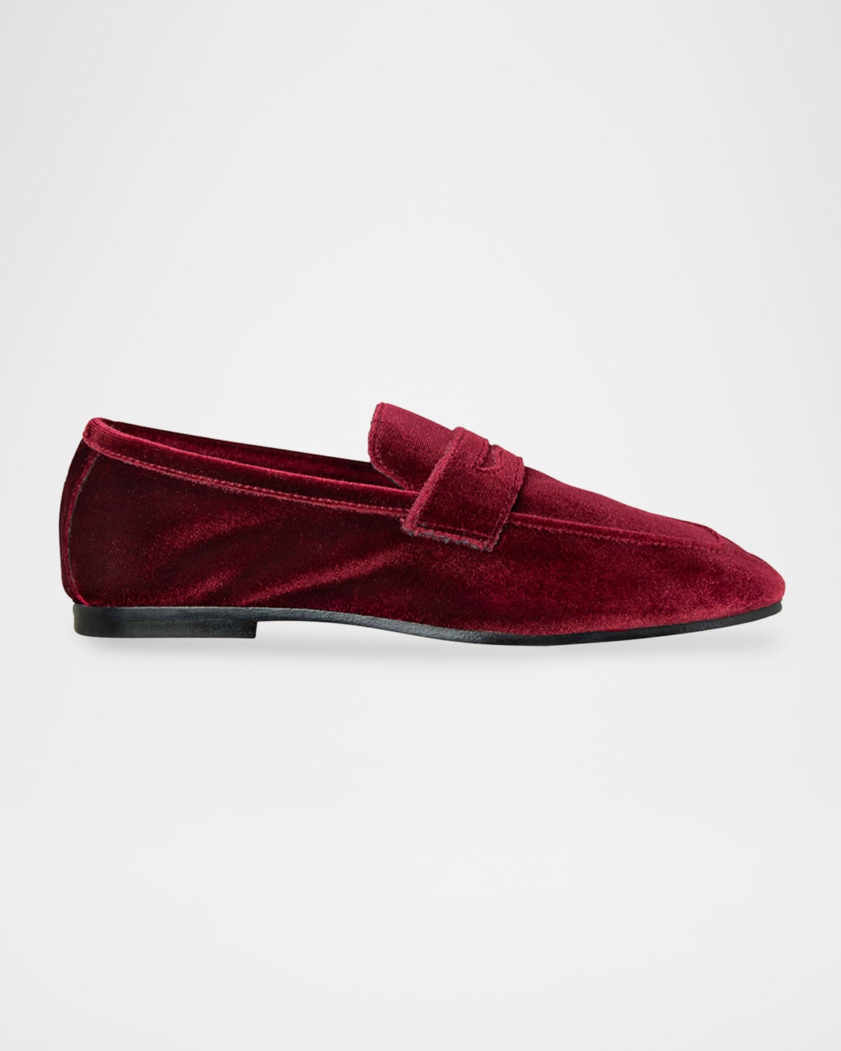 Sophique Velvet Penny Loafers In Burgundy
