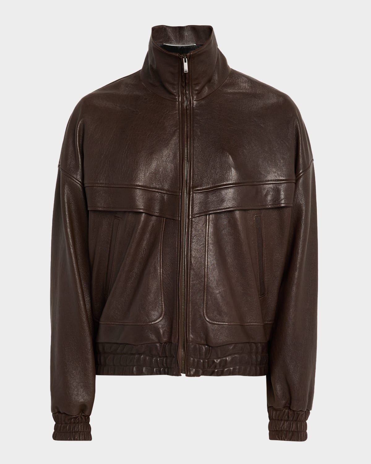Saint Laurent Men's Leather Blouson Jacket In Brown