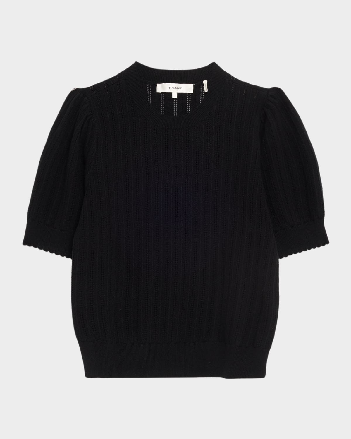 Frame The Ladder Pointelle Cashmere Sweater In Black