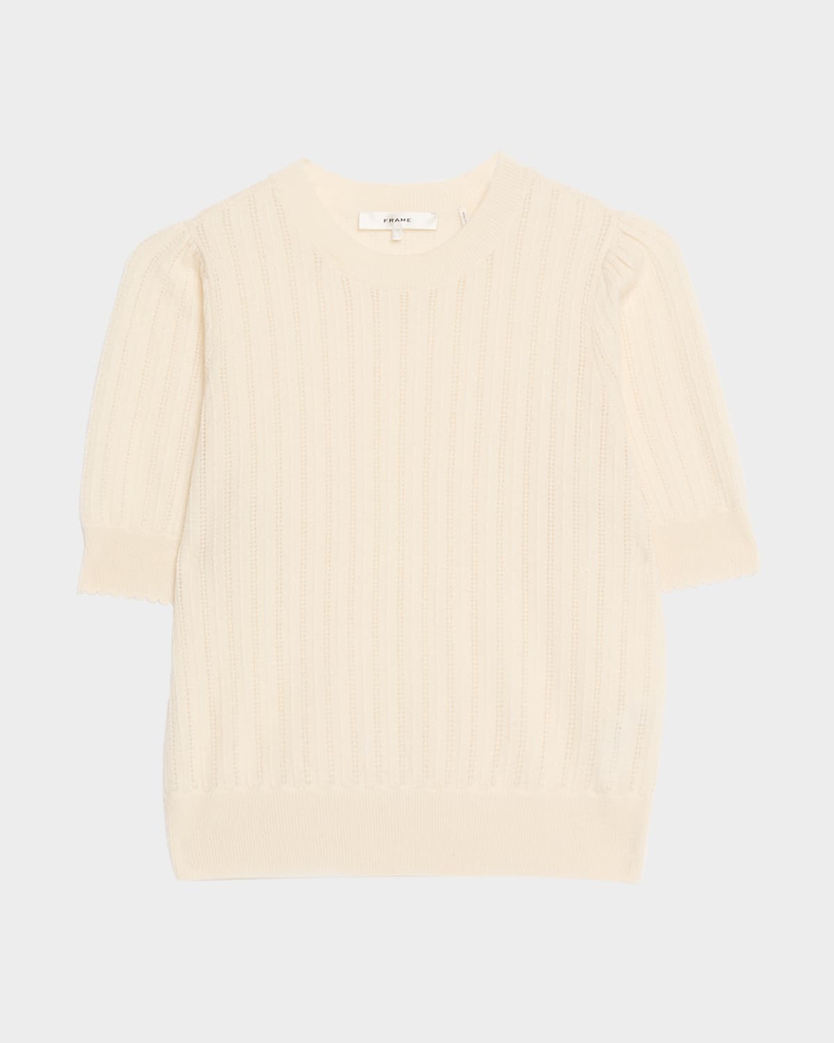 Frame The Ladder Pointelle Cashmere Sweater In White