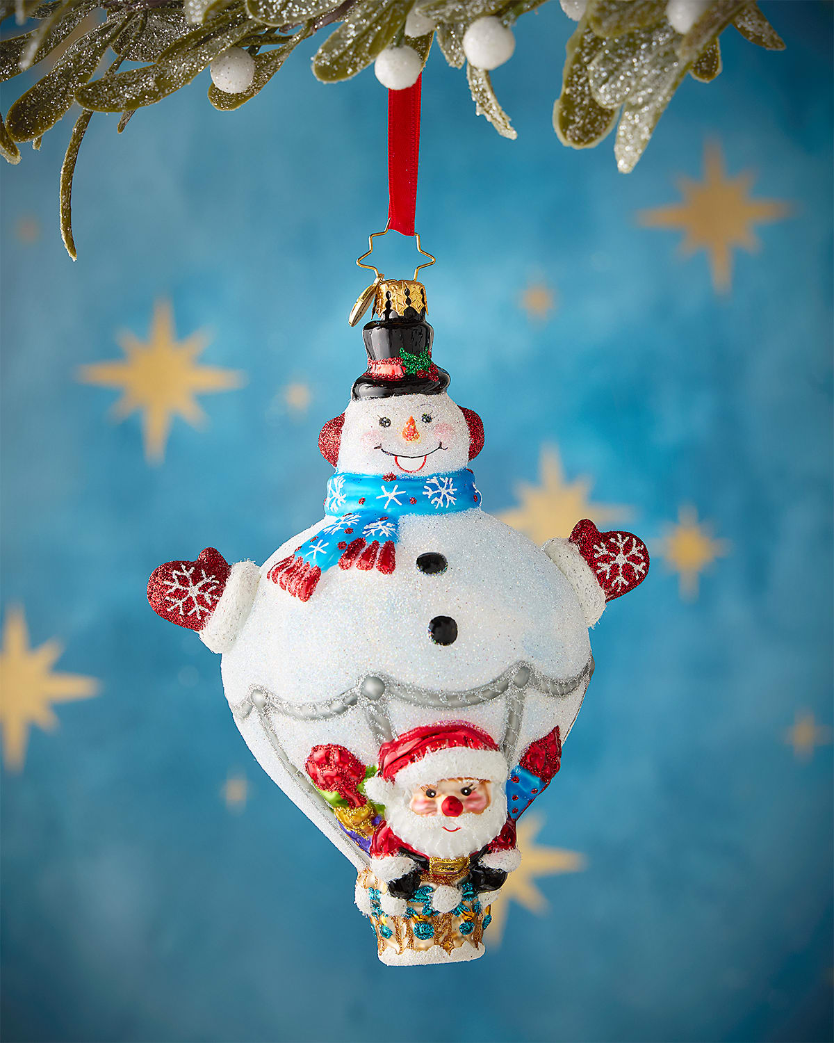 Christopher Radko Up, Up, And Snowy Christmas Ornament In Multi
