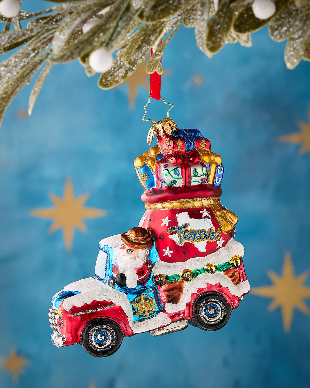 Christopher Radko Lone Star Santa Cruiser Christmas Ornament In Multi