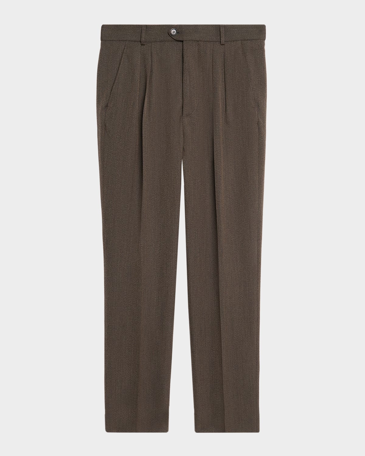 Loro Piana Men's Stafford Wool Twill Pleated Trousers In Brown