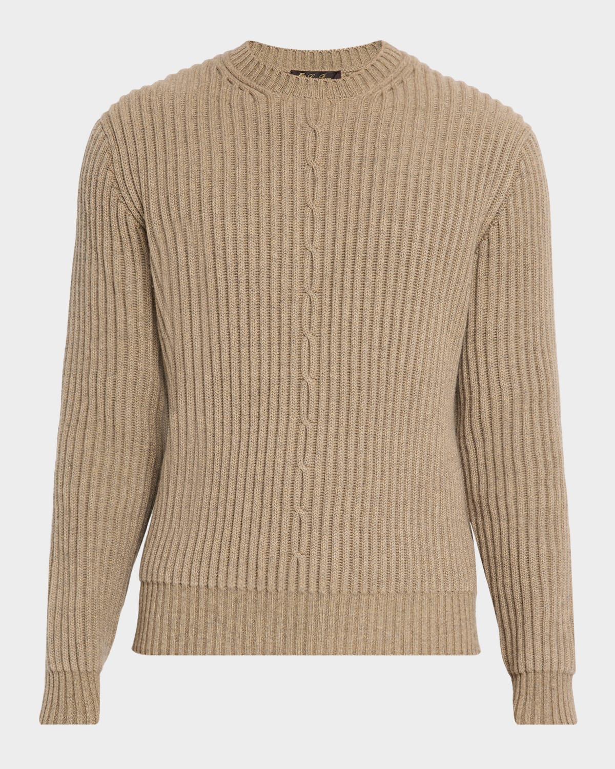 Loro Piana Men's Plane Tree Baby Cashmere Cable Crewneck Sweater In Nude